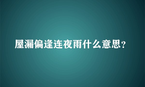 屋漏偏逢连夜雨什么意思？