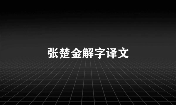 张楚金解字译文