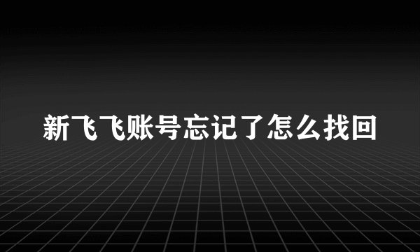 新飞飞账号忘记了怎么找回