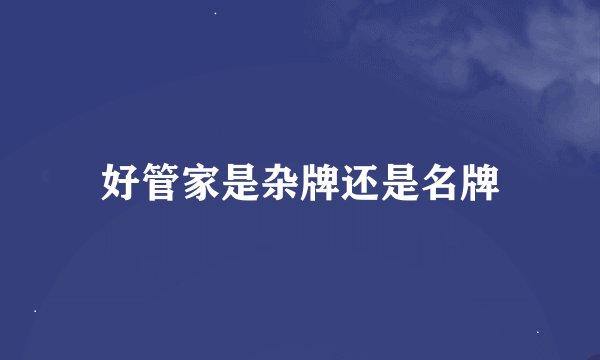 好管家是杂牌还是名牌