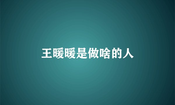 王暖暖是做啥的人