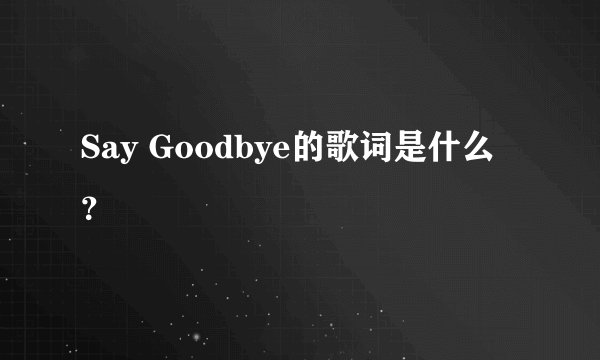 Say Goodbye的歌词是什么？