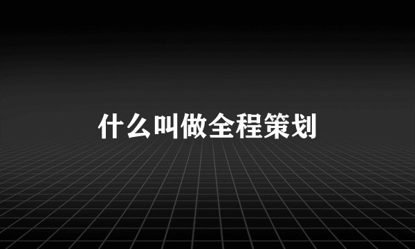 什么叫做全程策划
