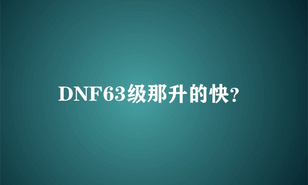 DNF63级那升的快？