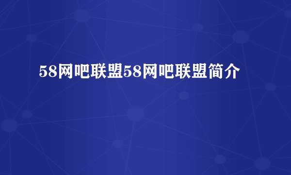 58网吧联盟58网吧联盟简介