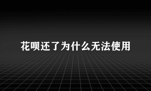 花呗还了为什么无法使用