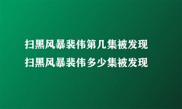 扫黑风暴裴伟第几集被发现 扫黑风暴裴伟多少集被发现