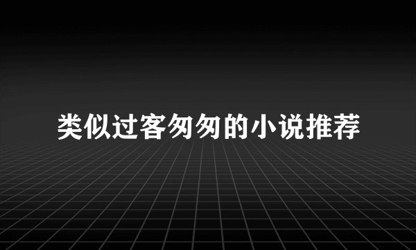 类似过客匆匆的小说推荐