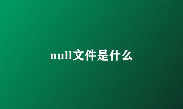 null文件是什么