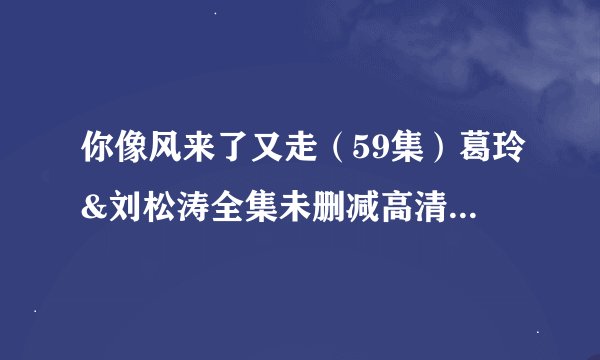 你像风来了又走（59集）葛玲&刘松涛全集未删减高清版免费下载