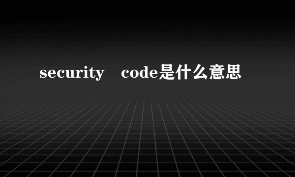 security code是什么意思