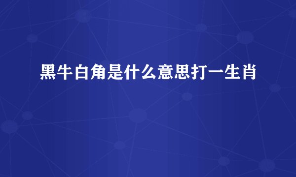 黑牛白角是什么意思打一生肖