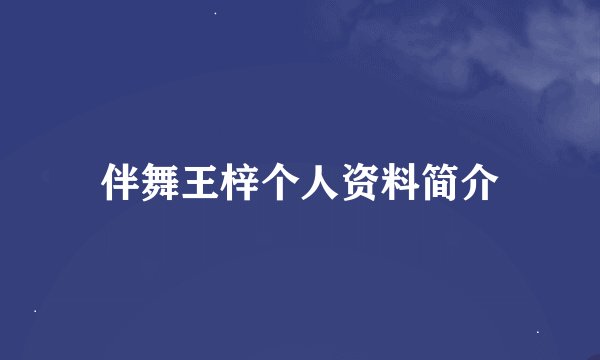 伴舞王梓个人资料简介