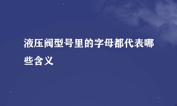 液压阀型号里的字母都代表哪些含义