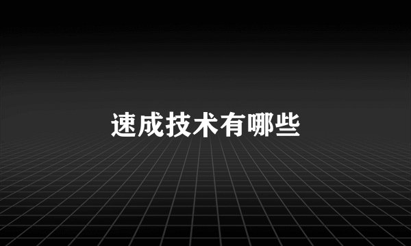 速成技术有哪些