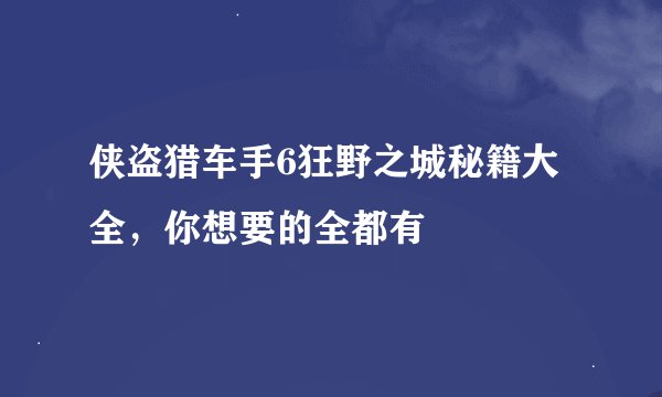 侠盗猎车手6狂野之城秘籍大全,你想要的全都有