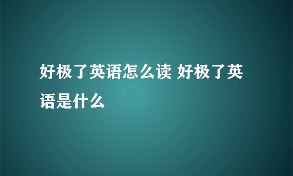 好极了英语怎么读 好极了英语是什么