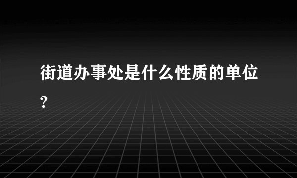 街道办事处是什么性质的单位?