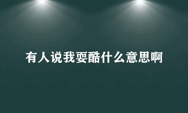 有人说我耍酷什么意思啊