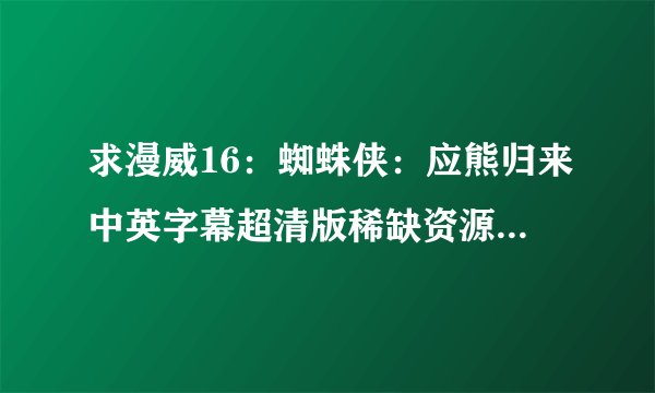求漫威16：蜘蛛侠：应熊归来中英字幕超清版稀缺资源完整百度网盘链接下载