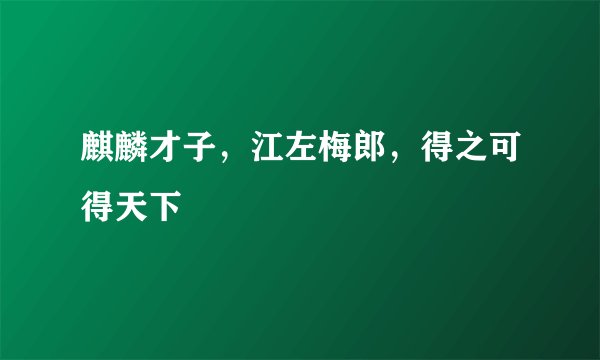 麒麟才子，江左梅郎，得之可得天下