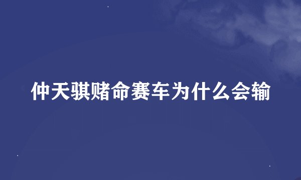 仲天骐赌命赛车为什么会输