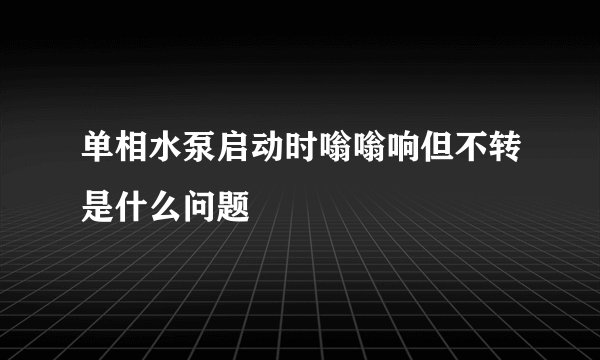 单相水泵启动时嗡嗡响但不转是什么问题