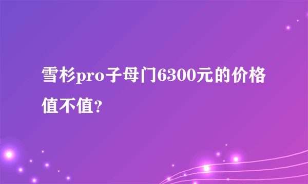 雪杉pro子母门6300元的价格值不值？