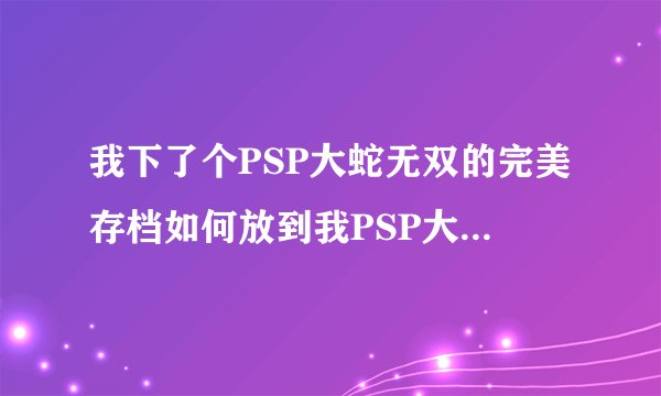 我下了个PSP大蛇无双的完美存档如何放到我PSP大蛇无双里