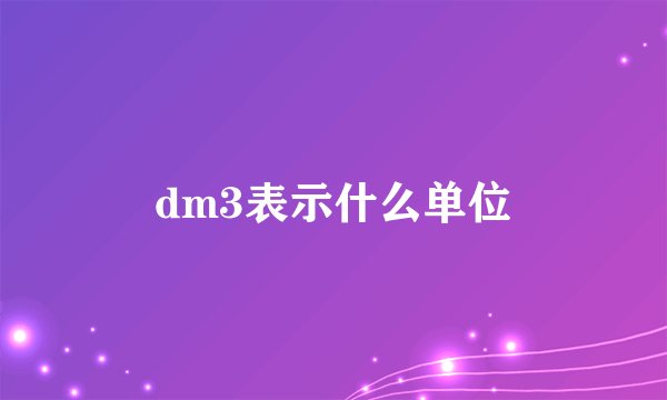 dm3表示什么单位