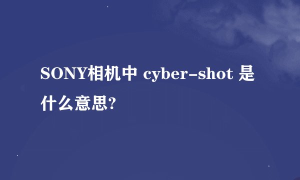 SONY相机中 cyber-shot 是什么意思?