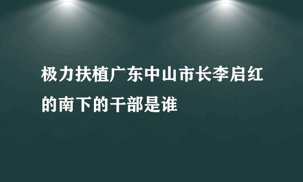 极力扶植广东中山市长李启红的南下的干部是谁
