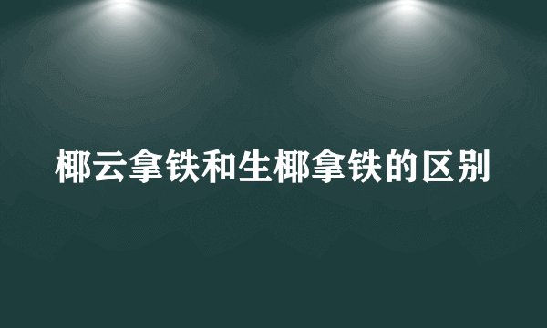 椰云拿铁和生椰拿铁的区别