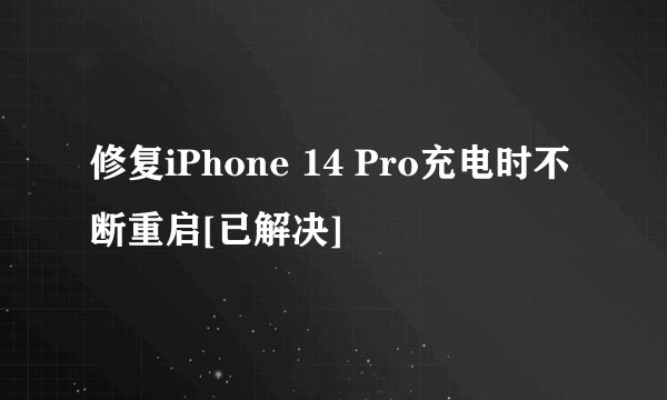 修复iPhone 14 Pro充电时不断重启[已解决]
