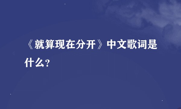 《就算现在分开》中文歌词是什么？