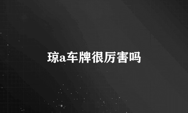 琼a车牌很厉害吗