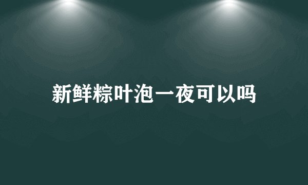 新鲜粽叶泡一夜可以吗