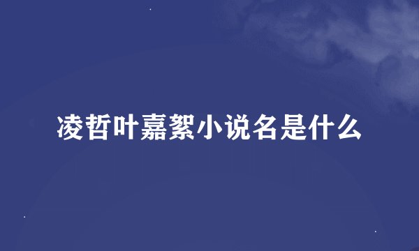 凌哲叶嘉絮小说名是什么