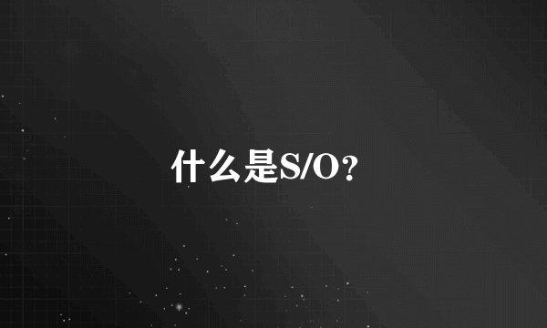 什么是S/O？