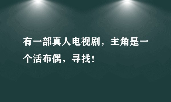 有一部真人电视剧，主角是一个活布偶，寻找！