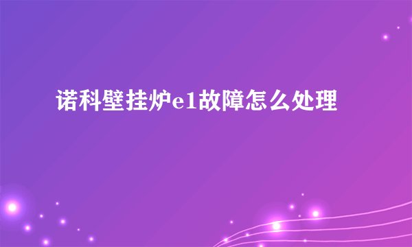 诺科壁挂炉e1故障怎么处理
