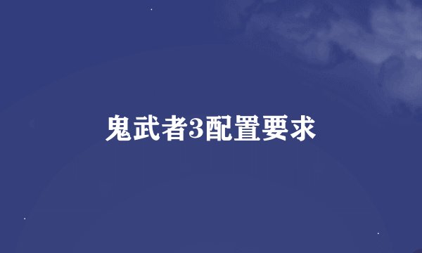 鬼武者3配置要求