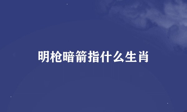 明枪暗箭指什么生肖