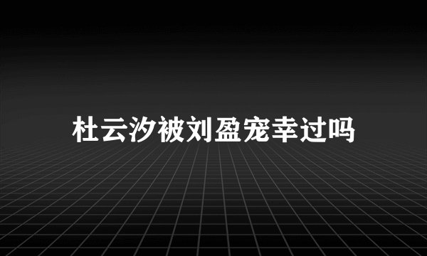 杜云汐被刘盈宠幸过吗