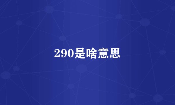 290是啥意思