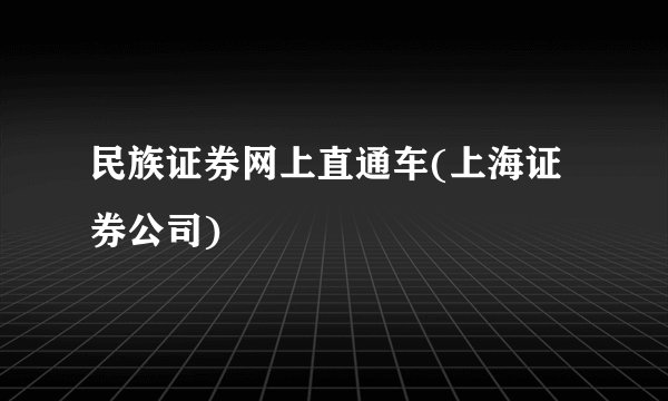 民族证券网上直通车(上海证券公司)
