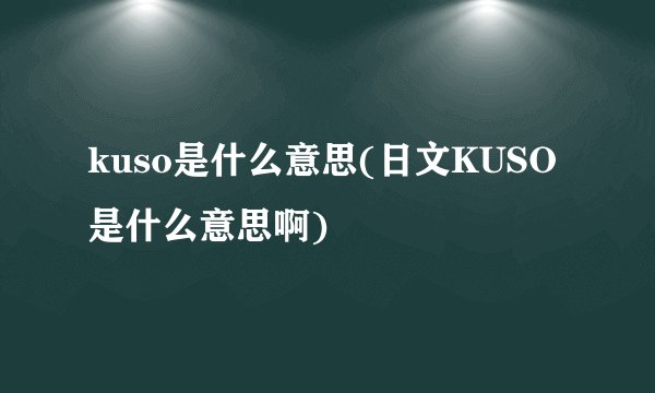 kuso是什么意思(日文KUSO是什么意思啊)