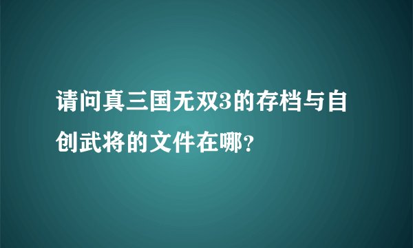 请问真三国无双3的存档与自创武将的文件在哪?