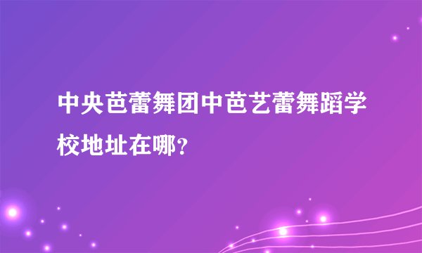 中央芭蕾舞团中芭艺蕾舞蹈学校地址在哪?