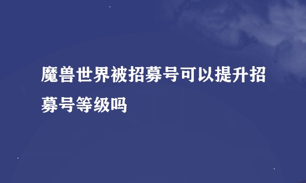 魔兽世界被招募号可以提升招募号等级吗